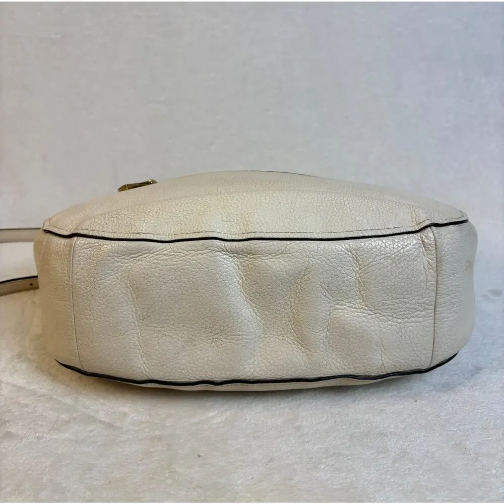 Authentic Coach Cream Leather Stardust Crystal Rivet Elle Hobo Shoulder Bag